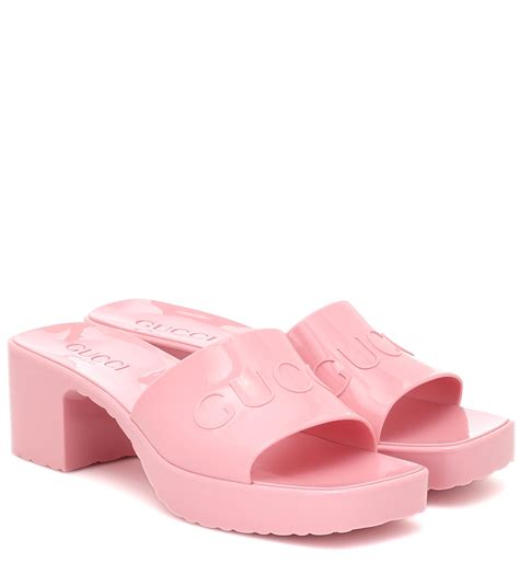 gucci pink rubber sandal|Gucci rubber platform sandals.